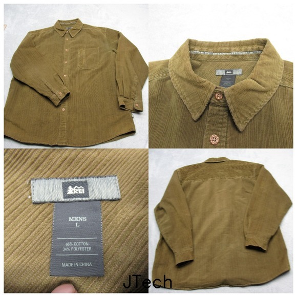REI Other - REI Corduroy Shirt Mens Large Green Pocket Button Up Long Sleeve‎ Midweight